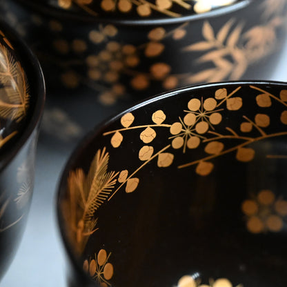Boxed Set 10 Edo p Kaiseki Lacquer Soup Bowls