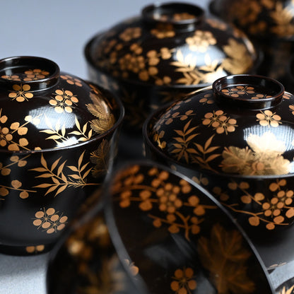 Boxed Set 10 Edo p Kaiseki Lacquer Soup Bowls