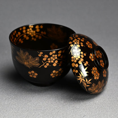 Boxed Set 10 Edo p Kaiseki Lacquer Soup Bowls