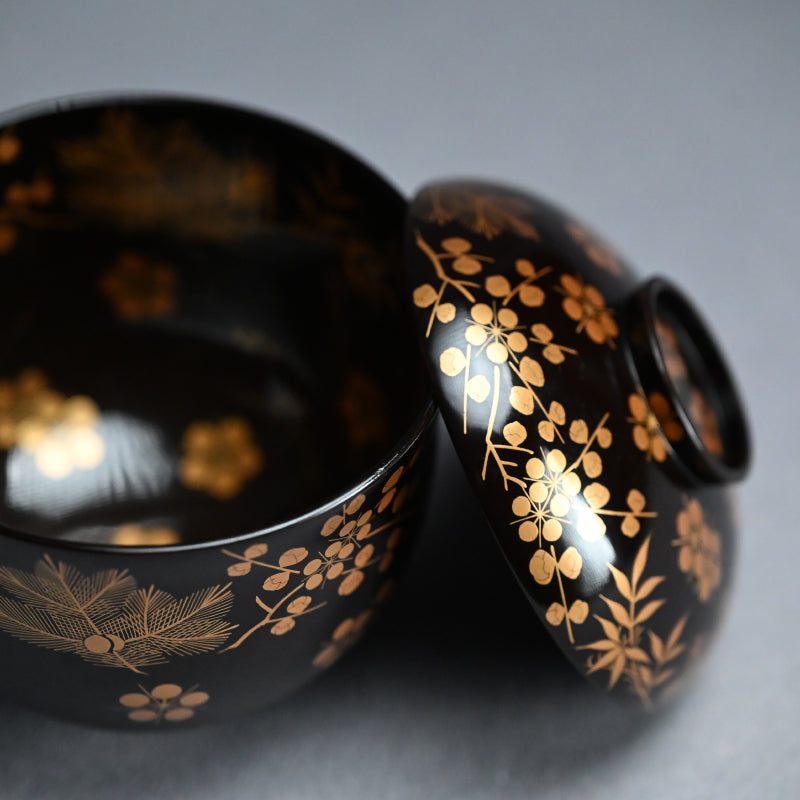Boxed Set 10 Edo p Kaiseki Lacquer Soup Bowls