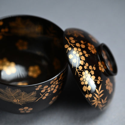 Boxed Set 10 Edo p Kaiseki Lacquer Soup Bowls