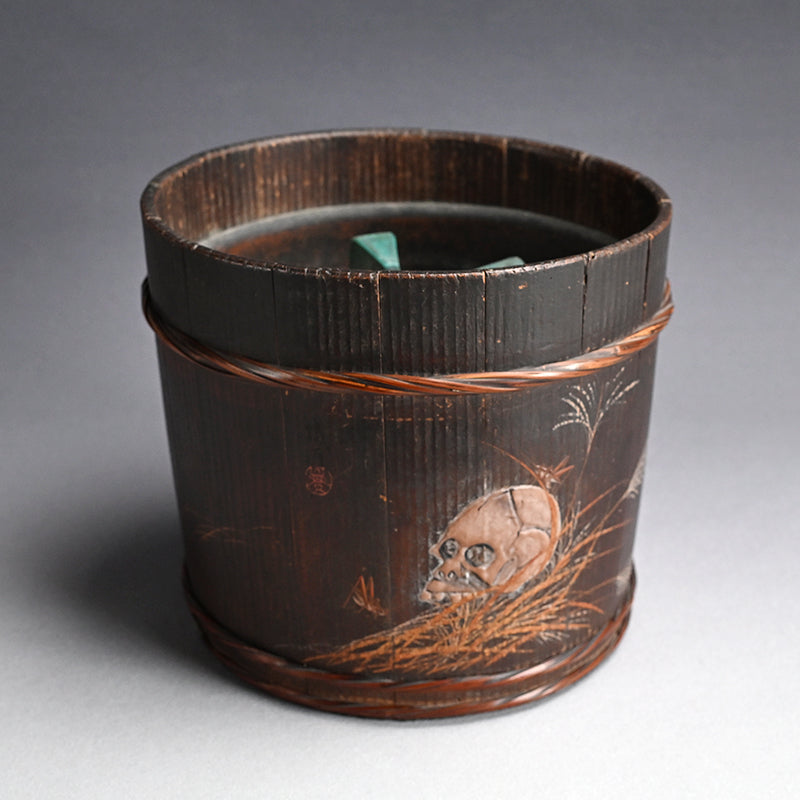 Unusual 19th c. Japanese Binkake Tea Brazier decorated with Skull