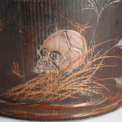 Unusual 19th c. Japanese Binkake Tea Brazier decorated with Skull