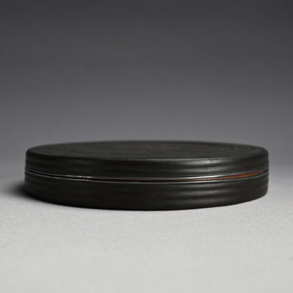 Circular Tile-Shaped Suzuri Bako Lacquered Writing Box