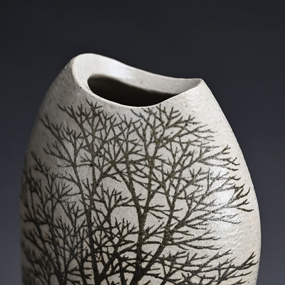 Museum Worthy Representative Vase ー佐伯 守美 "象嵌釉彩樹木文花瓶"