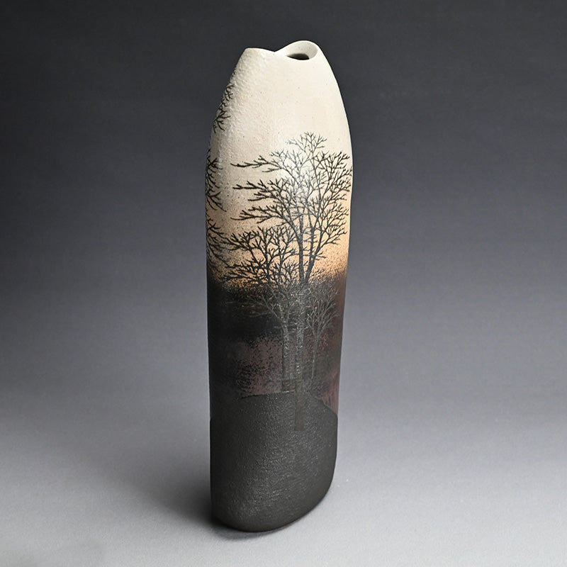 Museum Worthy Representative Vase ー佐伯 守美 "象嵌釉彩樹木文花瓶"