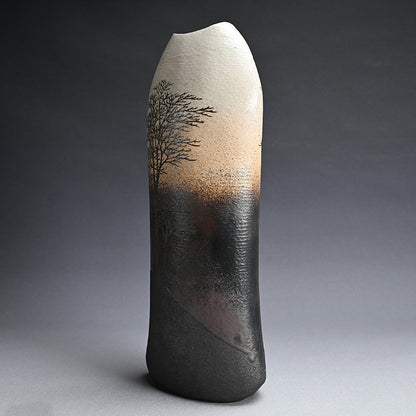 Museum Worthy Representative Vase ー佐伯 守美 "象嵌釉彩樹木文花瓶"