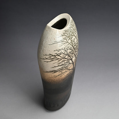 Museum Worthy Representative Vase ー佐伯 守美 "象嵌釉彩樹木文花瓶"