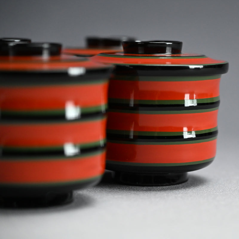 Set 5 Exquisite Kyoto Lacquer Kaiseki Soup Bowls