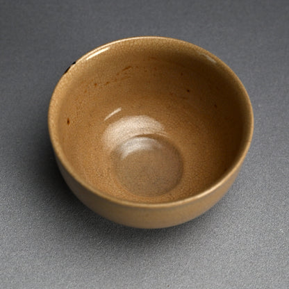 Antique Japanese Ninsei Pottery Tea Bowl with Grapes