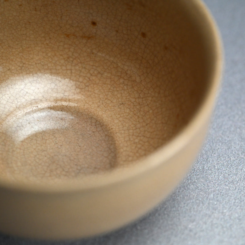 Antique Japanese Ninsei Pottery Tea Bowl with Grapes