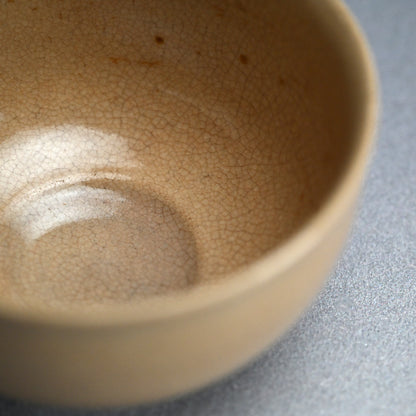 Antique Japanese Ninsei Pottery Tea Bowl with Grapes
