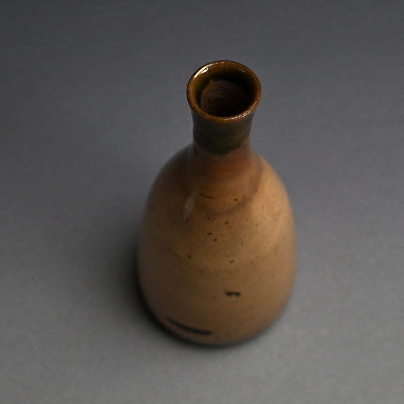 Antique Edo p. Japanese Pottery Flask, Asa-gao