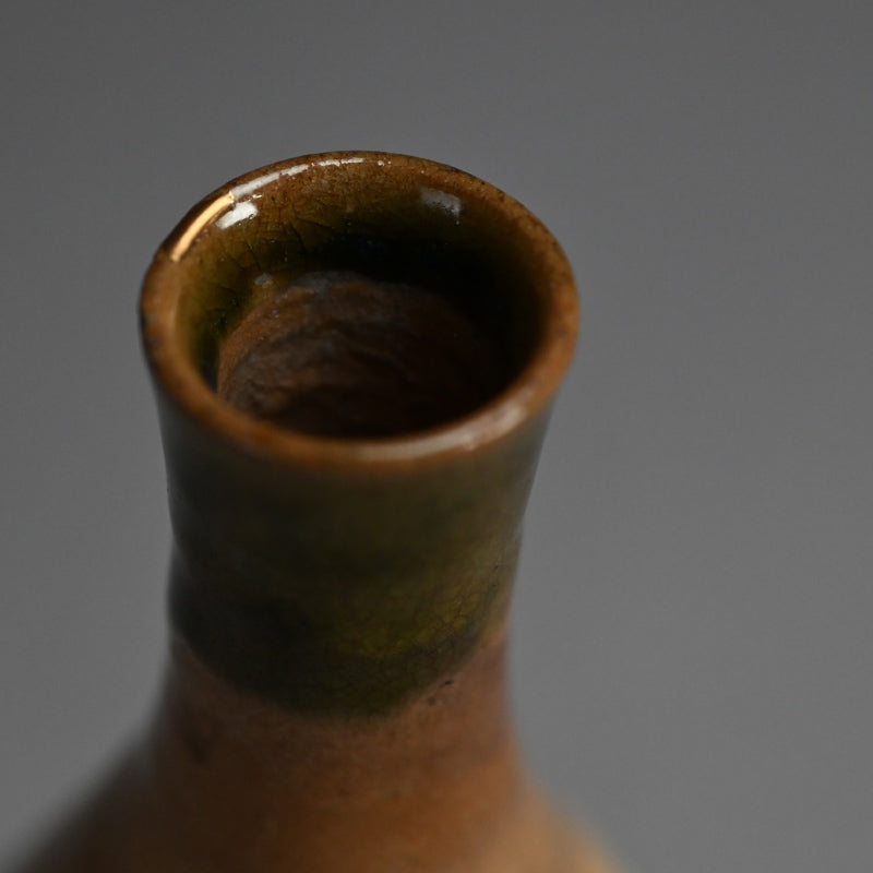 Antique Edo p. Japanese Pottery Flask, Asa-gao