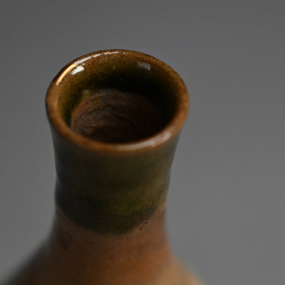 Antique Edo p. Japanese Pottery Flask, Asa-gao