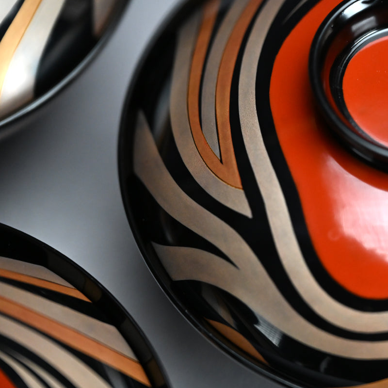 Set 10 Mid-Century Design Wajima Lacquer Bowls ー輪島塗 加藤 正 “御吸物椀”