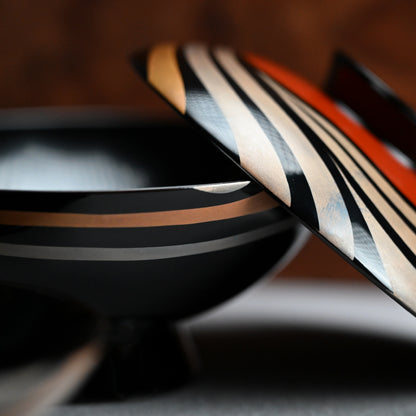Set 10 Mid-Century Design Wajima Lacquer Bowls ー輪島塗 加藤 正 “御吸物椀”