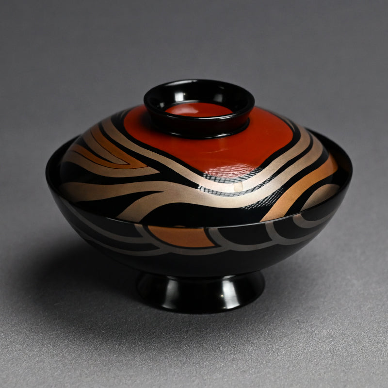 Set 10 Mid-Century Design Wajima Lacquer Bowls ー輪島塗 加藤 正 “御吸物椀”