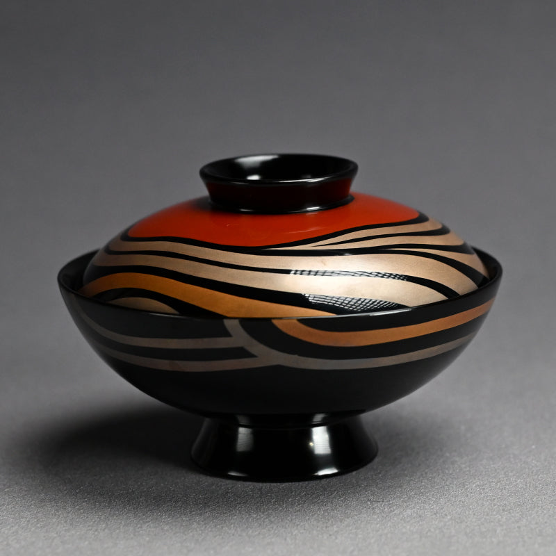 Set 10 Mid-Century Design Wajima Lacquer Bowls ー輪島塗 加藤 正 “御吸物椀”