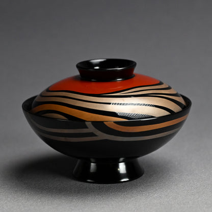 Set 10 Mid-Century Design Wajima Lacquer Bowls ー輪島塗 加藤 正 “御吸物椀”