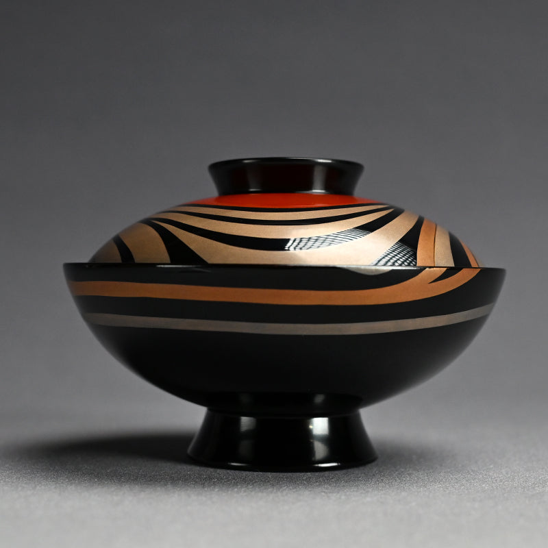 Set 10 Mid-Century Design Wajima Lacquer Bowls ー輪島塗 加藤 正 “御吸物椀”