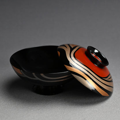 Set 10 Mid-Century Design Wajima Lacquer Bowls ー輪島塗 加藤 正 “御吸物椀”