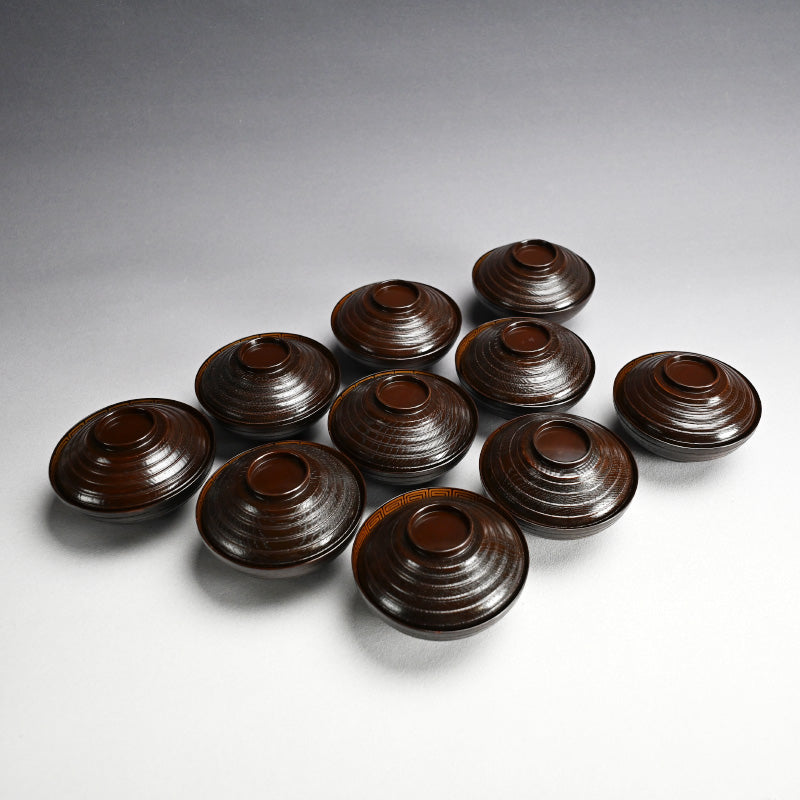 10 pc. Set Edo period Lacquered Soup Bowls