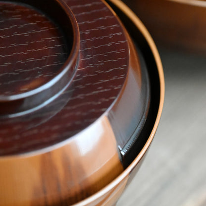 Set 5 Antique Lacquer “Bamboo” Bowls by Chikushin