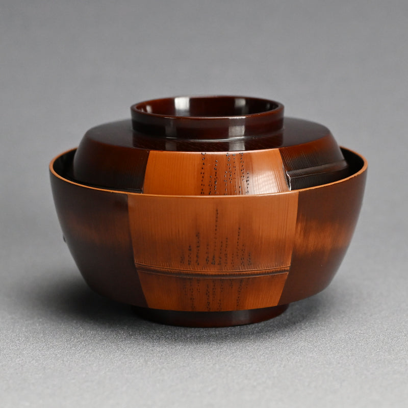 Set 5 Antique Lacquer “Bamboo” Bowls by Chikushin