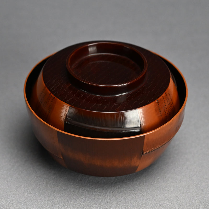 Set 5 Antique Lacquer “Bamboo” Bowls by Chikushin
