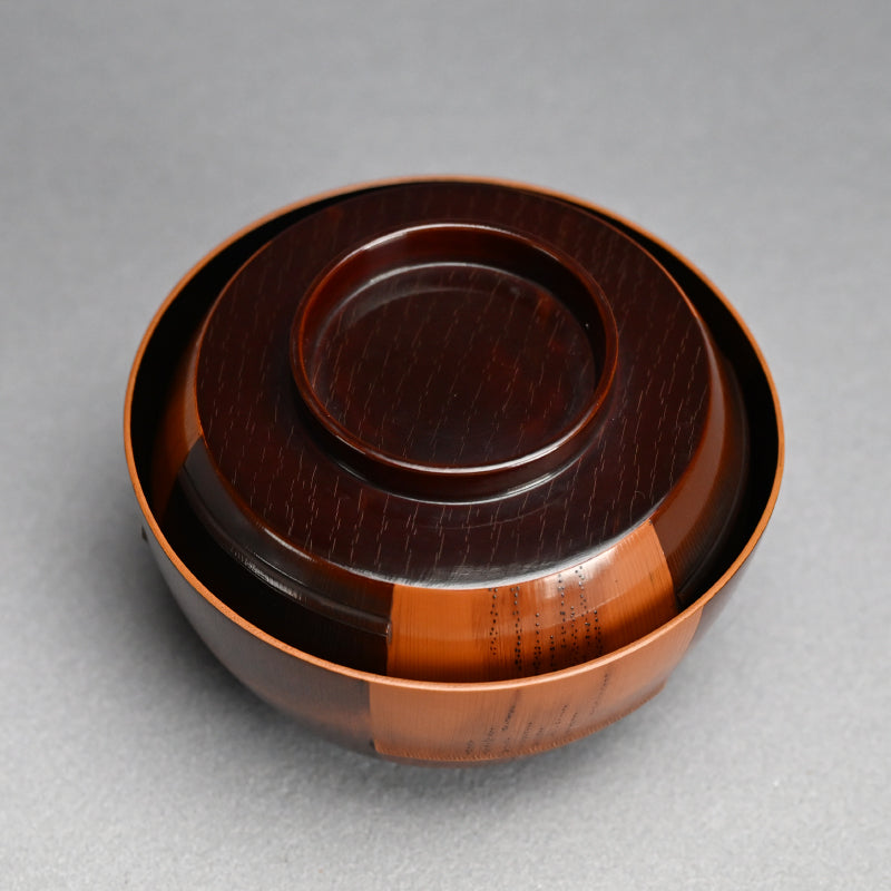 Set 5 Antique Lacquer “Bamboo” Bowls by Chikushin