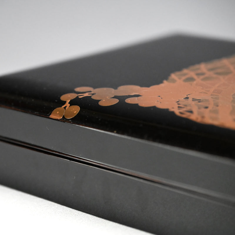 Antique Japanese Lacquer Box, Grapes & Dragonfly