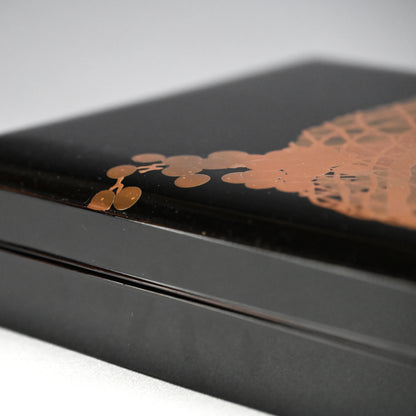Antique Japanese Lacquer Box, Grapes & Dragonfly