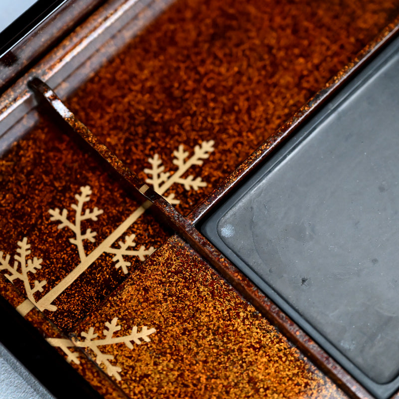 Antique Japanese Lacquer Box, Grapes & Dragonfly