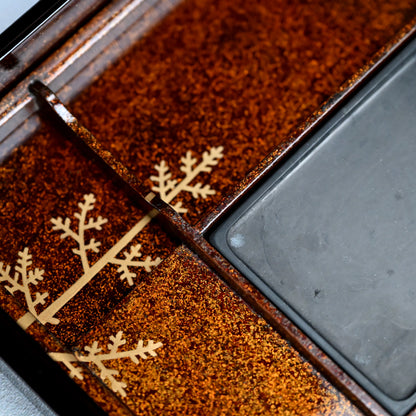 Antique Japanese Lacquer Box, Grapes & Dragonfly