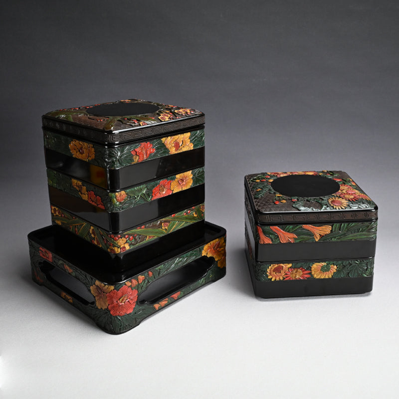 LNT Carved and Lacquered Jubako Box Set ー音丸 耕堂 “讃岐彫重箱”
