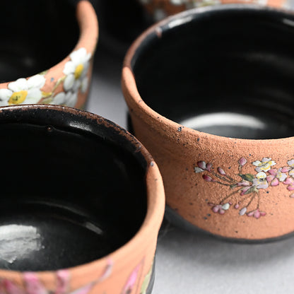 Set of 6 Chawan Tea Bowls ー露光窯 冬柴 文廣 “釉描彩 春冬茶盌”