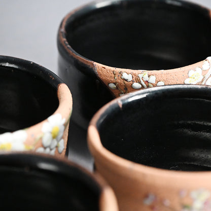 Set of 6 Chawan Tea Bowls ー露光窯 冬柴 文廣 “釉描彩 春冬茶盌”