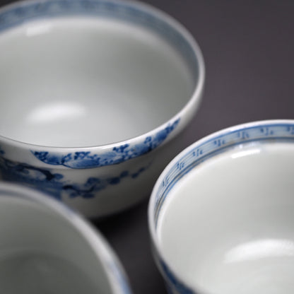 Boxed Set of 5 Edo p. Hirado Mukozuke Porcelain Bowls