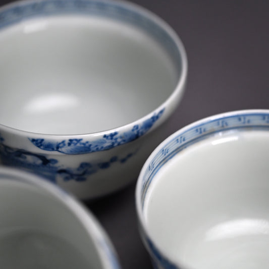 Boxed Set of 5 Edo p. Hirado Mukozuke Porcelain Bowls