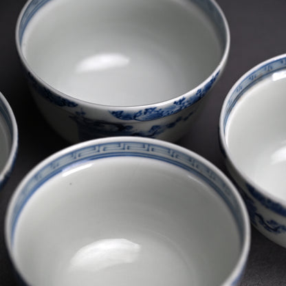 Boxed Set of 5 Edo p. Hirado Mukozuke Porcelain Bowls