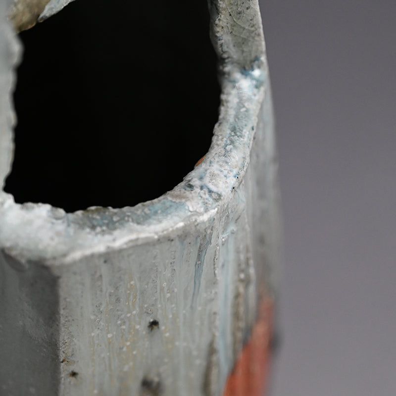 Tamba Ash Glazed Vase ー西端 正 “灰釉桶形花入” / Nishihata Tadashi
