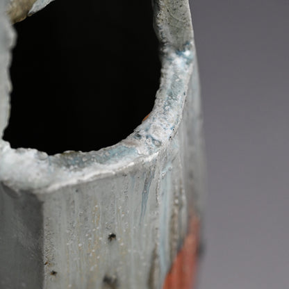 Tamba Ash Glazed Vase ー西端 正 “灰釉桶形花入”