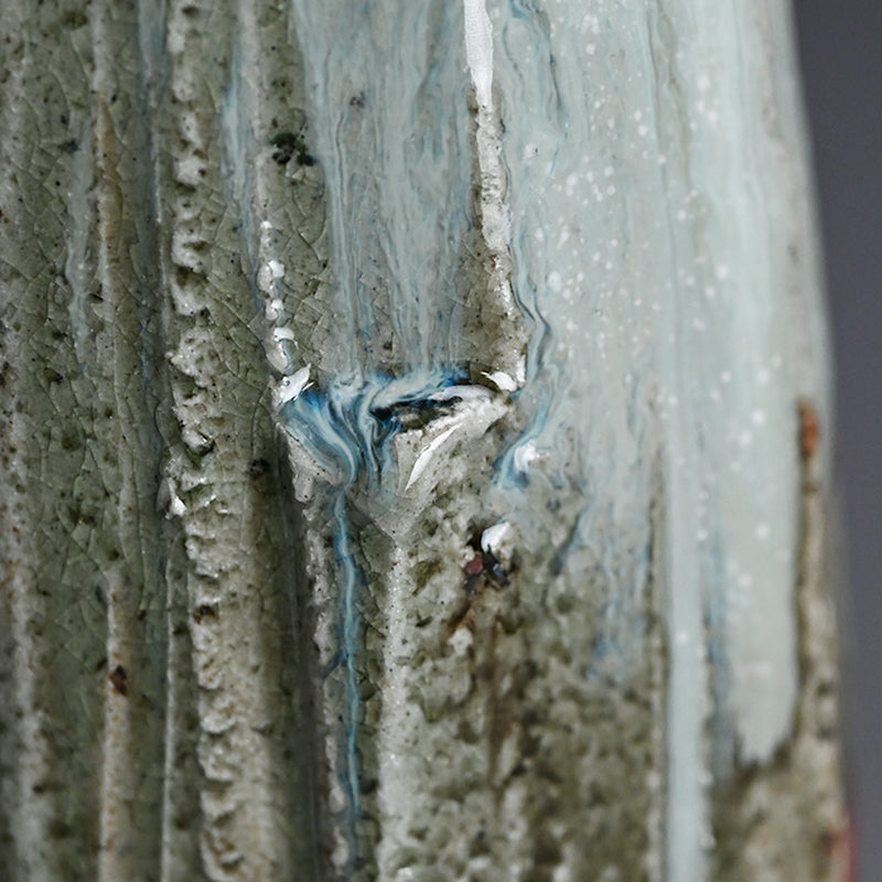 Tamba Ash Glazed Vase ー西端 正 “灰釉桶形花入”