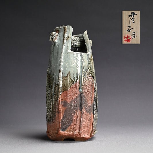 Tamba Ash Glazed Vase ー西端 正 “灰釉桶形花入”