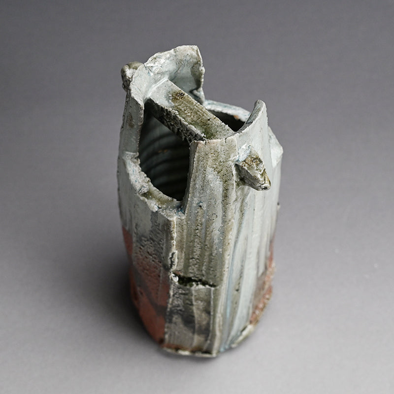 Tamba Ash Glazed Vase ー西端 正 “灰釉桶形花入”