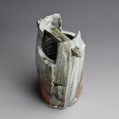 Tamba Ash Glazed Vase ー西端 正 “灰釉桶形花入”