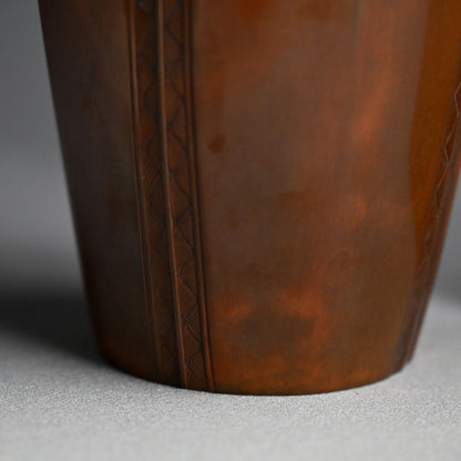 Antique Japanese Art Deco Bronze Vase ー山本 孤山 “唐銅方瓶花瓶”