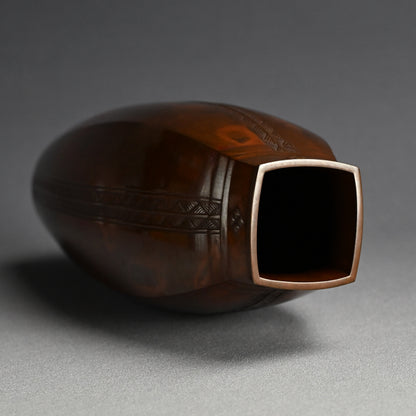 Antique Japanese Art Deco Bronze Vase ー山本 孤山 “唐銅方瓶花瓶”