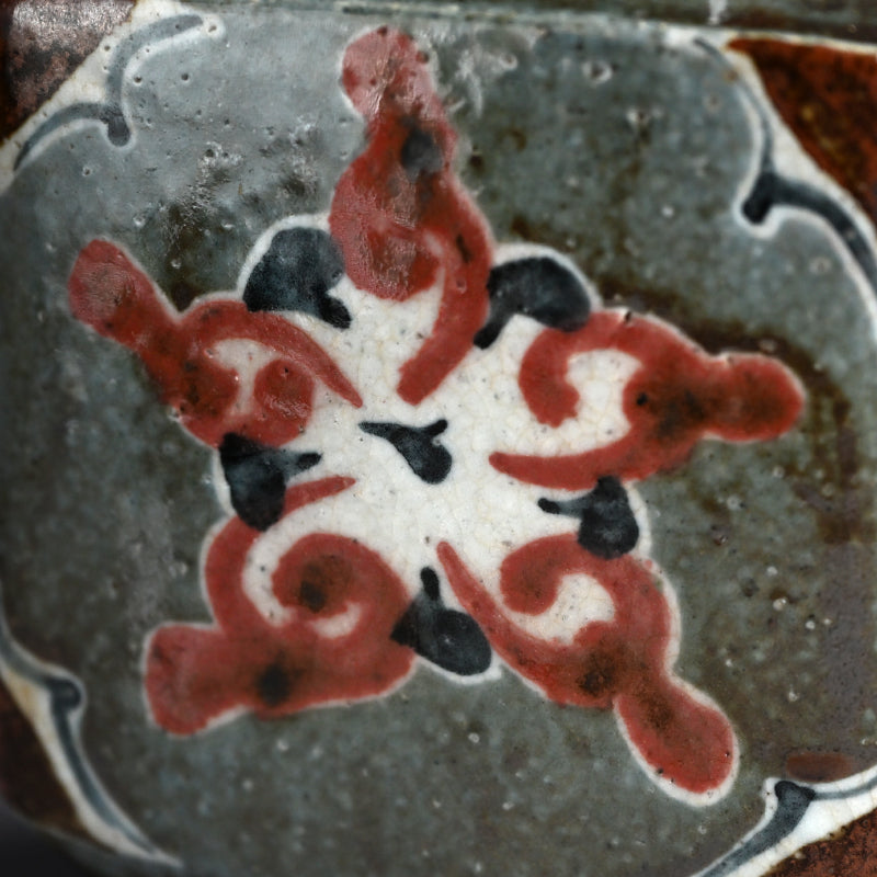 Cobalt and Iron Glazed Henko Vase ー河井 寛次郎 “扁壷 草花圖”